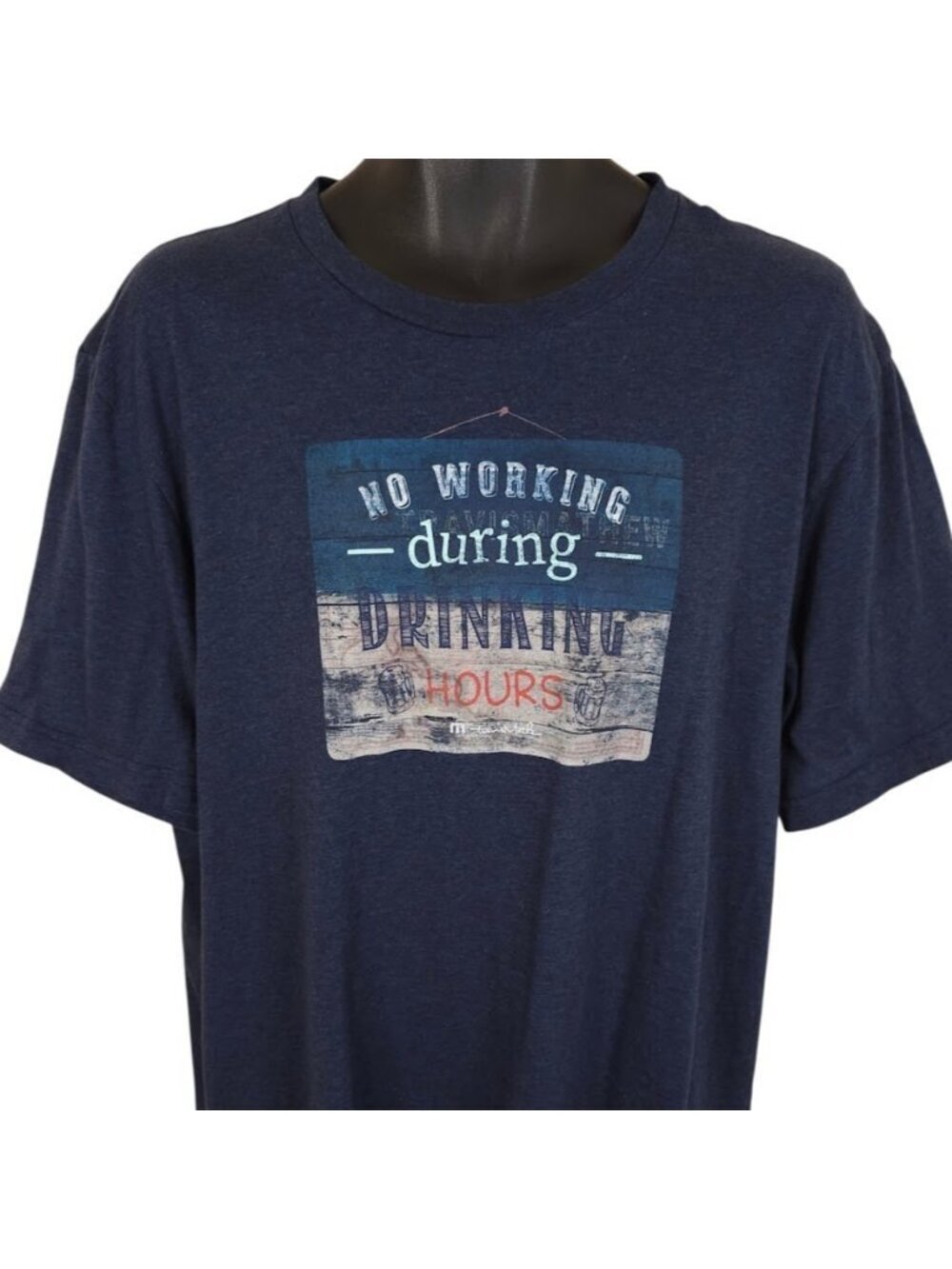 Travis Mathew T Shirt Mens Size XL Blue No Working During Drinking Hours